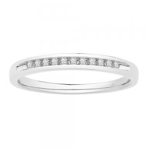 0.1 Ct. T.w. Diamond 11-stone Round Channel Wedding Band In 14Kt White Gold