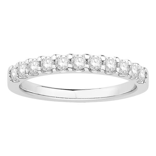 1/2 Ct. T.w. Diamond Round 11-stone Prong Set Wedding Band In 14Kt White Gold