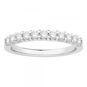 1/2 Ct. T.w. Diamond Round 11-stone Prong Set Wedding Band In 14Kt White Gold
