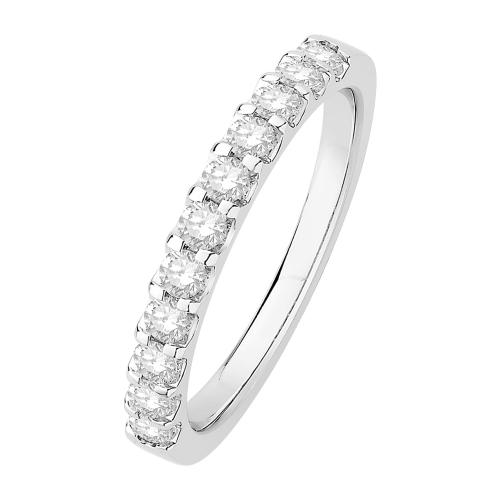 1/2 Ct. T.w. Diamond Round 11-stone Prong Set Wedding Band In 14Kt White Gold