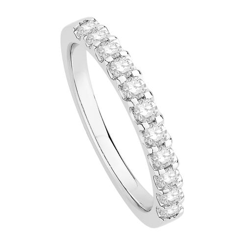 1/2 Ct. T.w. Diamond Round 11-stone Prong Set Wedding Band In 14Kt White Gold