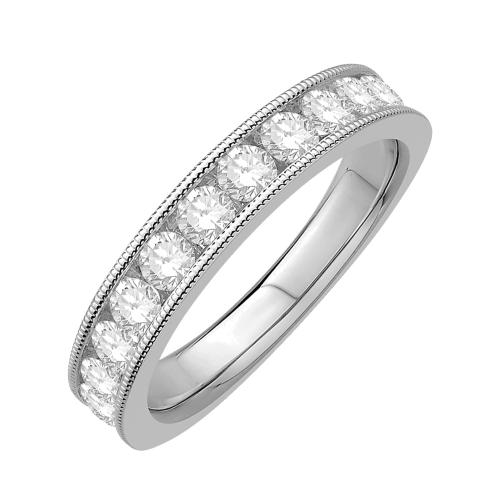 3/4 Ct. T.w. Diamond Round Milgrain Wedding Band In 14Kt White Gold