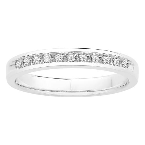 1/4 Ct. T.w. Diamond Round 11-stone Channel Wedding Band In 14Kt White Gold