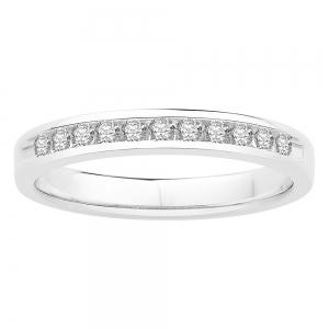 1/4 Ct. T.w. Diamond Round 11-stone Channel Wedding Band In 14Kt White Gold