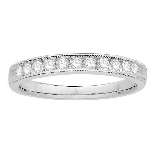 1/3 Ct. T.w. Diamond Round 11-stone Milgrain Wedding Band In 14Kt White Gold