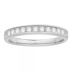 1/3 Ct. T.w. Diamond Round 11-stone Milgrain Wedding Band In 14Kt White Gold