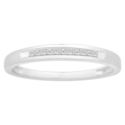 0.1 Ct. T.w. Diamond 11-stone Princess Channel Wedding Band In 14Kt White Gold