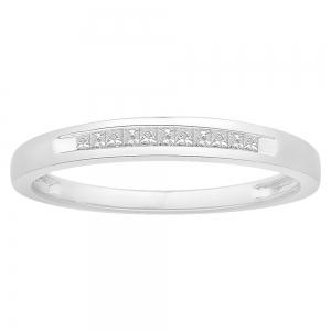 0.1 Ct. T.w. Diamond 11-stone Princess Channel Wedding Band In 14Kt White Gold