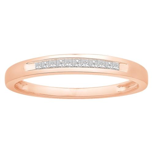 0.1 Ct. T.w. Diamond 11-stone Princess Channel Wedding Band In 14Kt Rose Gold
