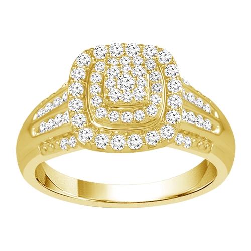 Ultimate Value® Cushion Double Halo Cluster Diamond Ring - 0.50 Ct. T.w. in 10K Yellow Gold
