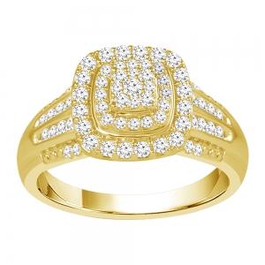 Ultimate Value® Cushion Double Halo Cluster Diamond Ring - 0.50 Ct. T.w. in 10K Yellow Gold