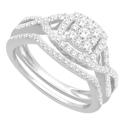Everlasting Love® Cluster Halo Split Shank Diamond Bridal Ring Set - 1 Ct. T.w. in 14K White Gold