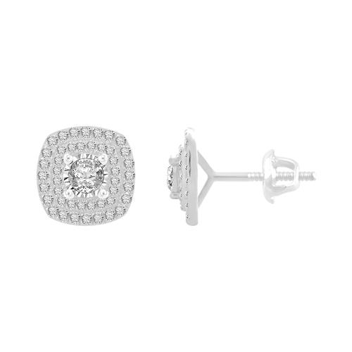 Everlasting Love® Cushion Halo Diamond Screw Studs - 1 Ct. T.w. in 14K White Gold