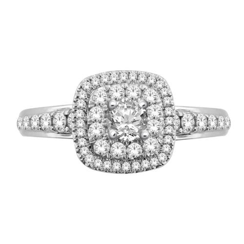 Everlasting Love® Diamond Double Halo Cushion Diamond Bridal Ring - 1 Ct. T.w. in 14K White Gold