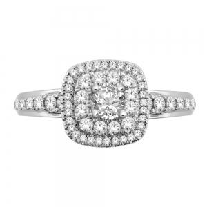 Everlasting Love® Diamond Double Halo Cushion Diamond Bridal Ring - 1 Ct. T.w. in 14K White Gold