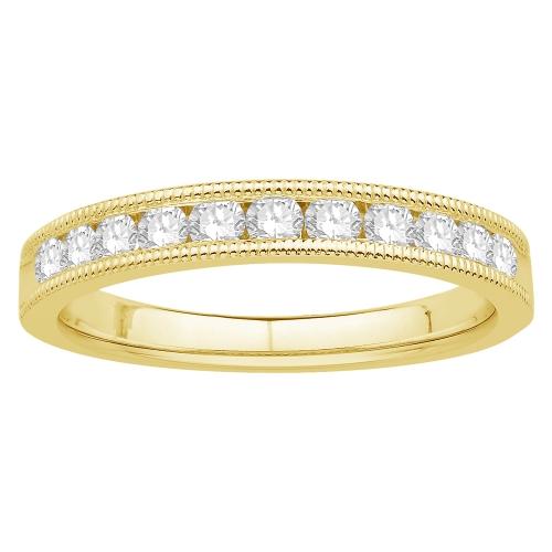 1/2 Ct. T.w. Diamond Round 11-stone Milgrain Wedding Band In 14Kt Yellow Gold