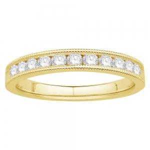 1/2 Ct. T.w. Diamond Round 11-stone Milgrain Wedding Band In 14Kt Yellow Gold