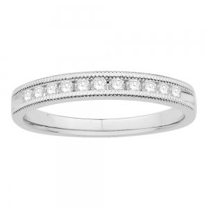 1/4 Ct. T.w. Diamond 11-stone Round Milgrain Wedding Band In 14Kt White Gold