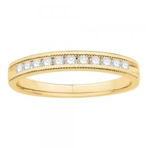 1/4 Ct. T.w. Diamond 11-stone Round Milgrain Wedding Band In 14Kt Yellow Gold