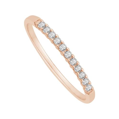 0.1 Ct. T.w. Diamond 11-stone Round Prong Set Wedding Band In 14Kt Rose Gold