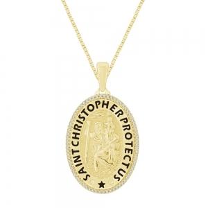 1/4 Ct. T.w. Diamond Saint Christopher Pendant In 14Kt Yellow Gold