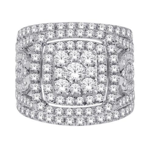Ultimate Value® Cushion Composite Cluster Double Halo Multi-row Diamond Bridal Ring Set - 3 Ct. T.w. in 10K White Gold