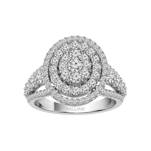 Ultimate Value® Oval Composite Cluster Triple Halo Split Shank Diamond Ring - 2 Ct. T.w. in 10K White Gold