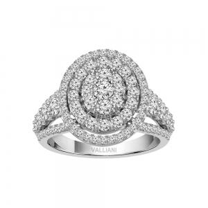 Ultimate Value® Oval Composite Cluster Triple Halo Split Shank Diamond Ring - 2 Ct. T.w. in 10K White Gold