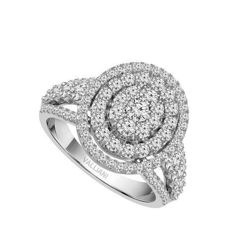 Ultimate Value® Oval Composite Cluster Triple Halo Split Shank Diamond Ring - 2 Ct. T.w. in 10K White Gold