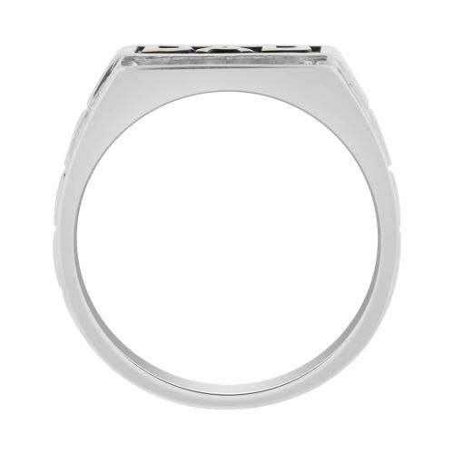 0.08 Ct. T.w. Diamond 'Dad' Signet Men Ring - In 10Kt White Gold