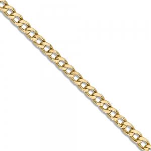 22 inch 5.5 mm Hollow Flat Curb Chain Necklace In 14Kt Yellow Gold