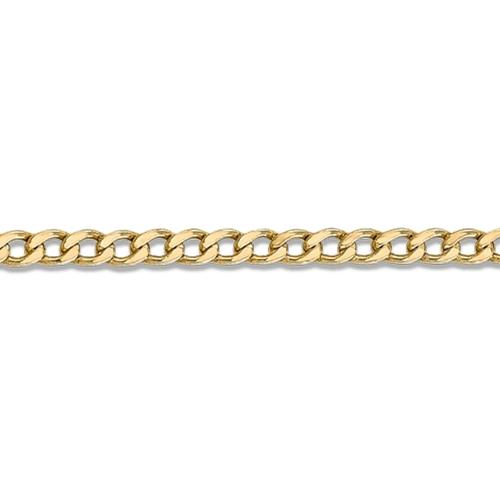 22 inch 5.5 mm Hollow Flat Curb Chain Necklace In 14Kt Yellow Gold