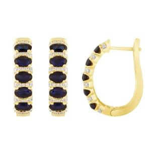 Sapphire Ladder Diamond Huggie Hoops - 0.40 Ct. T.w. in 10K Yellow Gold