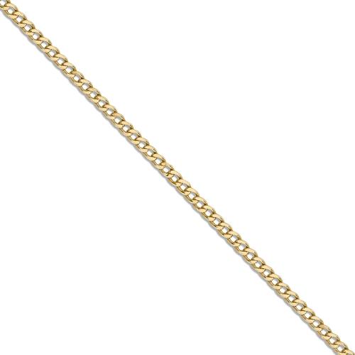 20 inch 3.5 mm Hollow Flat Curb Chain Necklace In 14Kt Yellow Gold