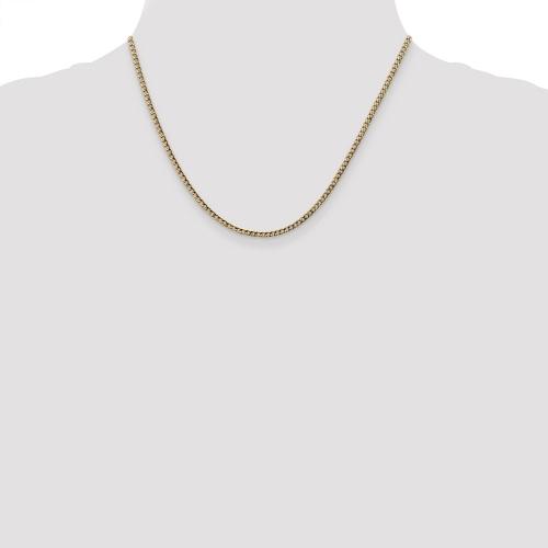 20 inch 3.5 mm Hollow Flat Curb Chain Necklace In 14Kt Yellow Gold