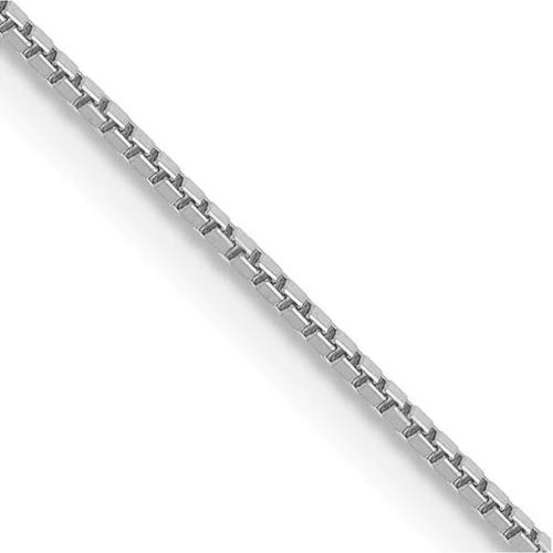 24 inch Solid Box Chain Necklace In 14Kt White Gold