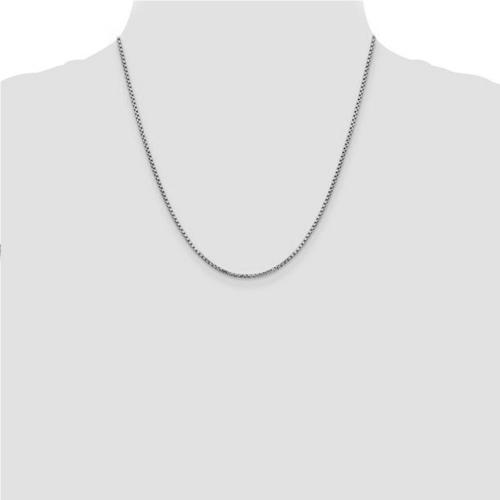 30 inch Solid Box Chain Necklace In 14Kt White Gold
