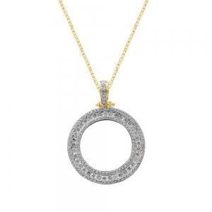 2.8 Ct. T.w. Diamond Memory Picture Frame Circle Pendant In 14Kt Yellow Gold