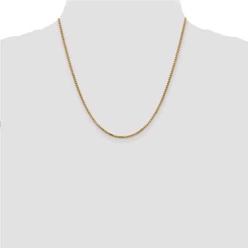 22 inch Solid Box Chain Necklace In 14Kt Yellow Gold