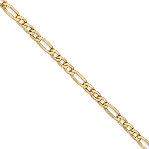 18 inch 3.5 mm Hollow Figaro Chain Necklace In 14Kt Yellow Gold