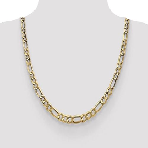 26 inch 5.5 mm Solid Figaro Chain Necklace In 14Kt Yellow Gold