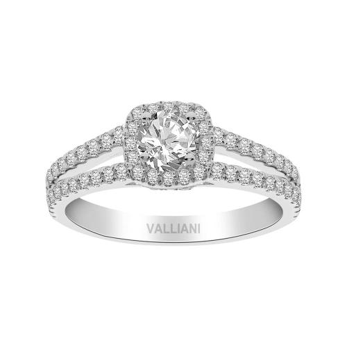 Diani® 2-row Cushion Halo Bridal Ring - 1 Ct. T.w. in 14K White Gold