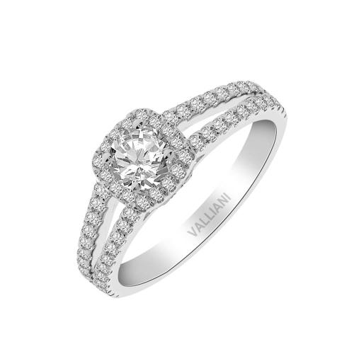 Diani® 2-row Cushion Halo Bridal Ring - 1 Ct. T.w. in 14K White Gold