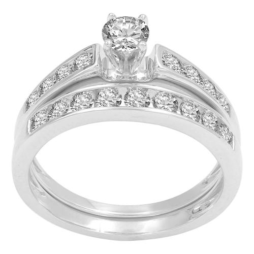 Diani® Solitaire Bridal Ring Set - 1 Ct. T.w. in 14K White Gold