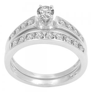 Diani® Solitaire Bridal Ring Set - 1 Ct. T.w. in 14K White Gold
