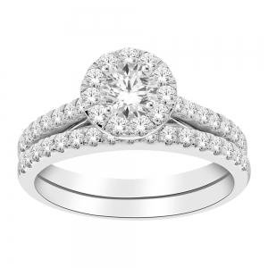 Diani® Round Halo Diamond Bridal Ring Set - 1 Ct. T.w. in 14K White Gold