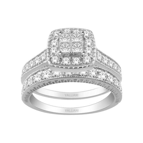 Everlasting Love® Cushion Cluster Halo Diamond Bridal Set - 1.75 Ct. T.w. in 14K White Gold