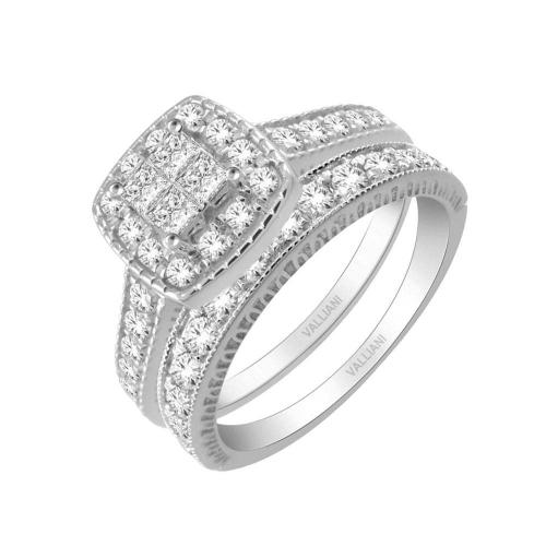 Everlasting Love® Cushion Cluster Halo Diamond Bridal Set - 1.75 Ct. T.w. in 14K White Gold