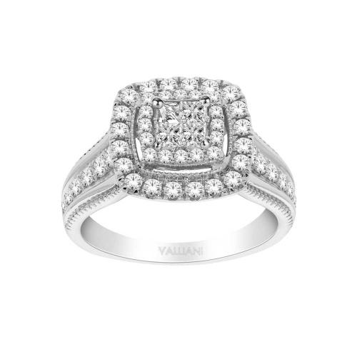 Ultimate Value® Composite Princess Illusion Double Halo Split Shank Diamond Ring - 1 Ct. T.w. in 10K White Gold