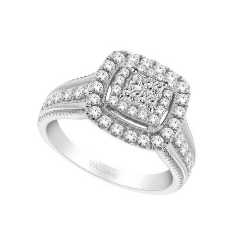 Ultimate Value® Composite Princess Illusion Double Halo Split Shank Diamond Ring - 1 Ct. T.w. in 10K White Gold